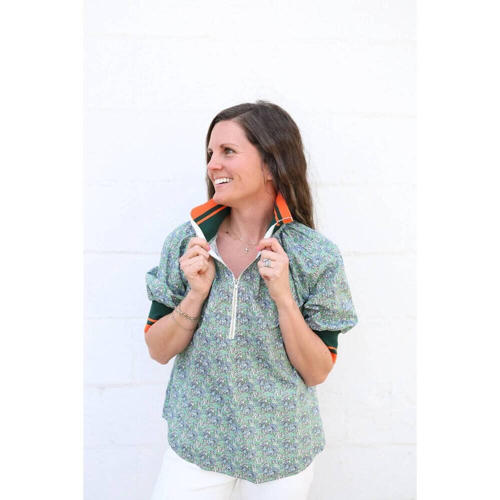 NEW VOY cora blouse in green floral